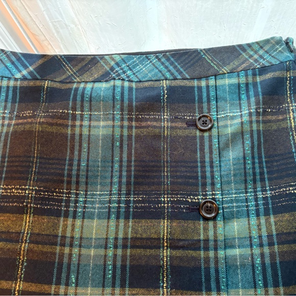 NWOT JJill Teal Plaid Mini Skirt - Picture 7 of 9